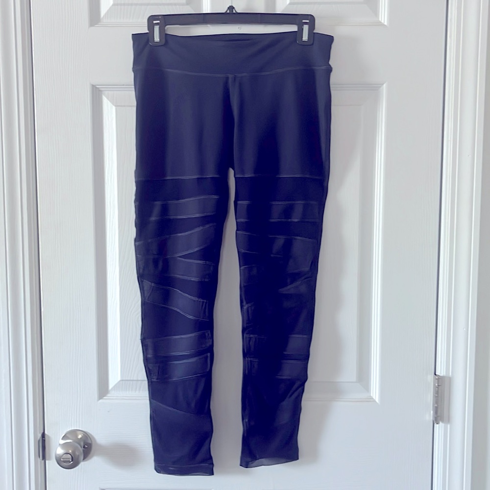 Mesh panel navy leggings